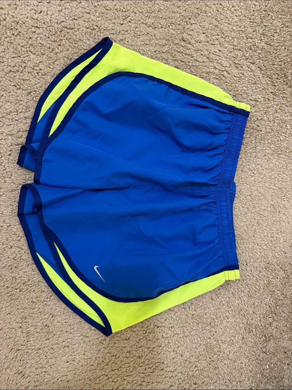 Nike Women’s Royal Blue & Neon Yellow Athletic Running Shorts